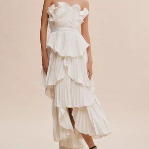 Anthropologie - AMUR Judah Strapless Tiered Scallop Pleated Column Dress